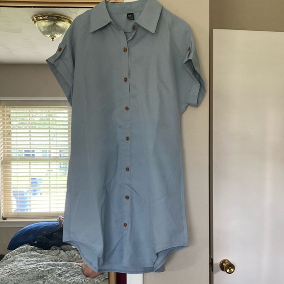 SHEIN Dresses & Skirts - NEW! SHEIN Light Blue Button-Up Shirt Dress